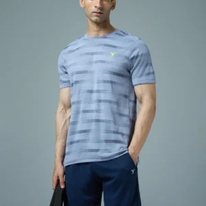 OR60Trophosphere_1 Men Jacquard Slim Fit Crew Neck T-shirt with DOUBLE COOL