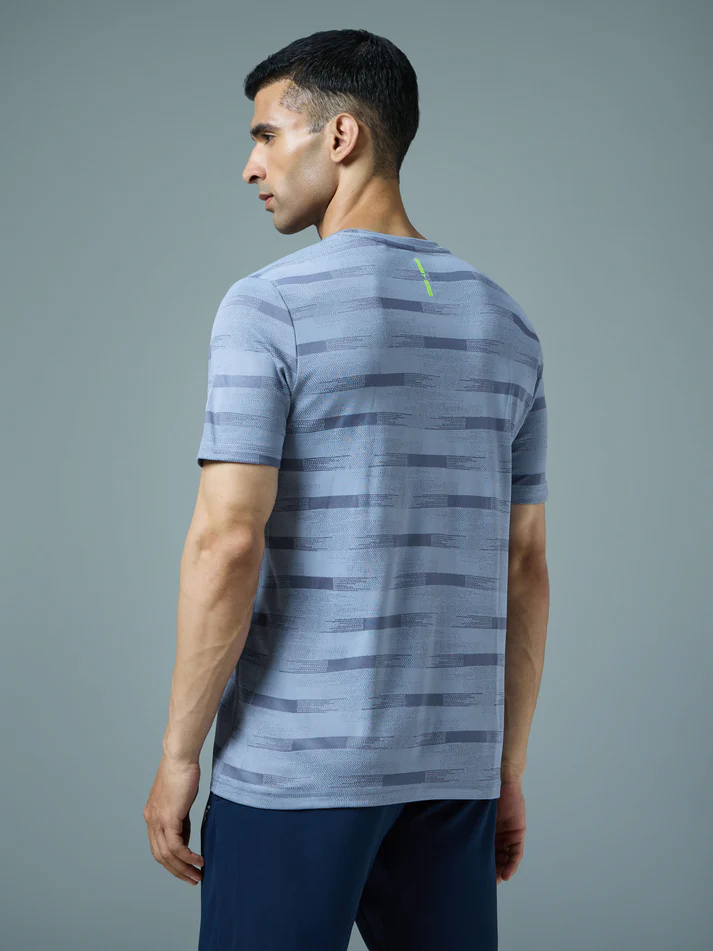 Men Jacquard Slim Fit Crew Neck T-shirt with DOUBLE COOL - Image 3