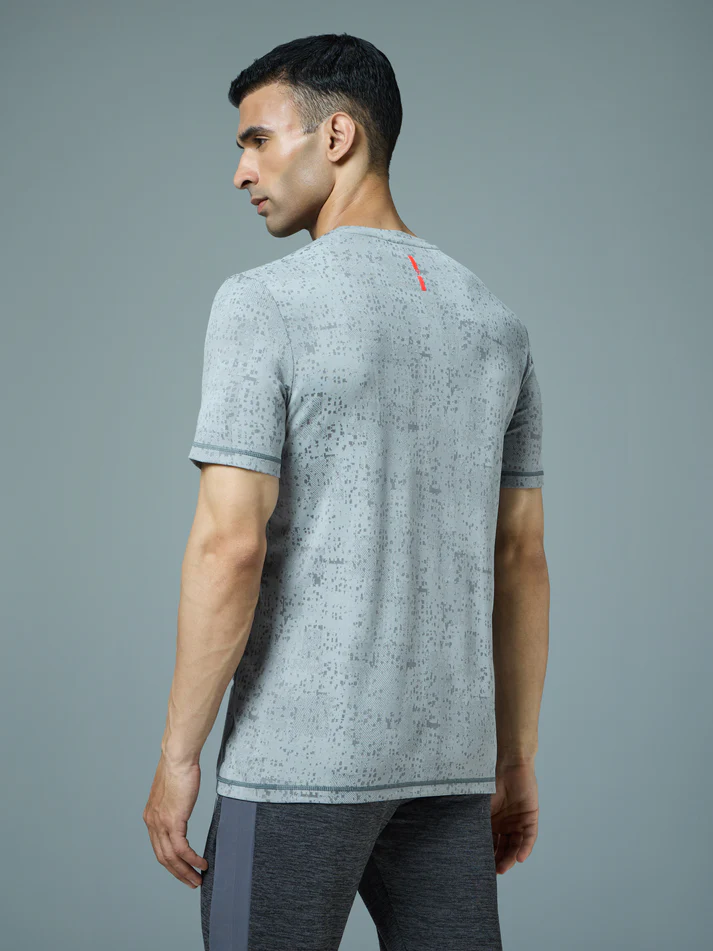 Men Jacquard Slim Fit Crew Neck T-shirt with DOUBLE COOL - Image 3