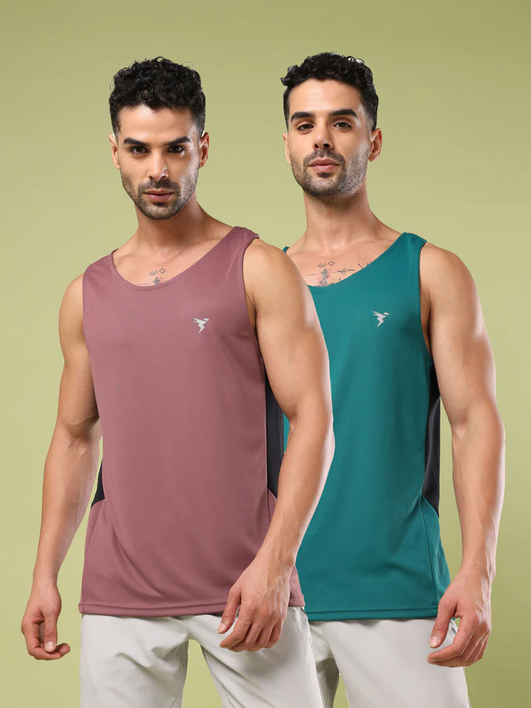Men Solid Slim Fit Scoop Neck Sports Innerwear Vest with TECHNO COOL+ (Pack of 2)