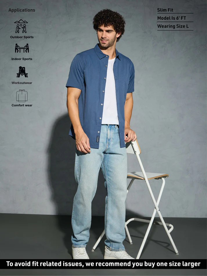 Men Solid Slim Fit Spread Collar Shirt with TS LYTRA - Image 3