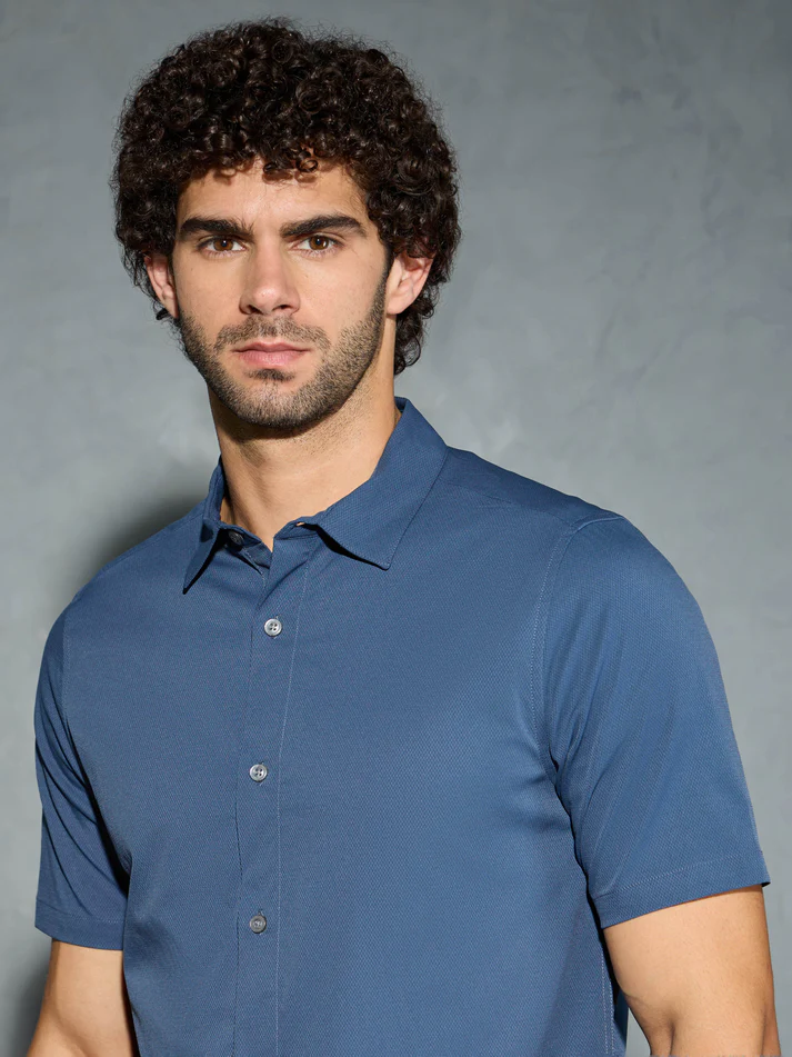 Men Solid Slim Fit Spread Collar Shirt with TS LYTRA - Image 4