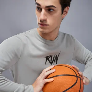 Men Printed Slim Fit Crew Neck Sweatshirt with ELASTO PLUS