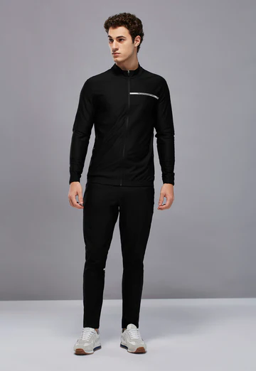 Men Solid Slim Fit Mock Tracksuits with DURACOOL+