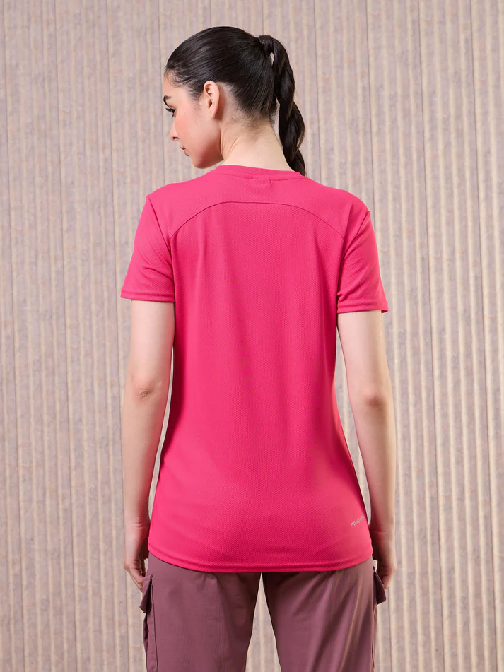 Women Typography Print Regular Fit Round Neck Sports Tee - Image 3