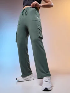 Women Solid Straight Fit Cargo Trackpants