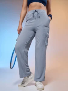 Women Solid Straight Fit Cargo Trackpants