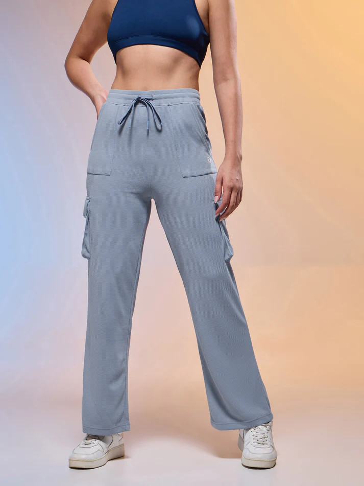 Women Solid Straight Fit Cargo Trackpants - Image 4