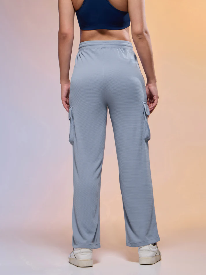 Women Solid Straight Fit Cargo Trackpants - Image 5