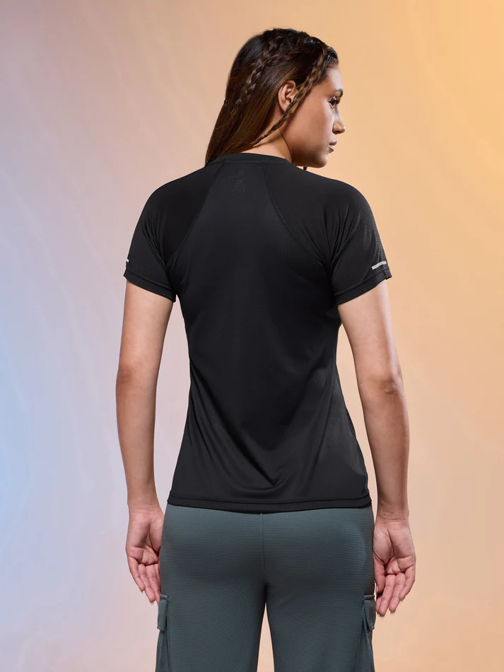 Women Typography Print Regular Fit Round Neck Sports Tee with TECHNOCOOL+ - Image 2