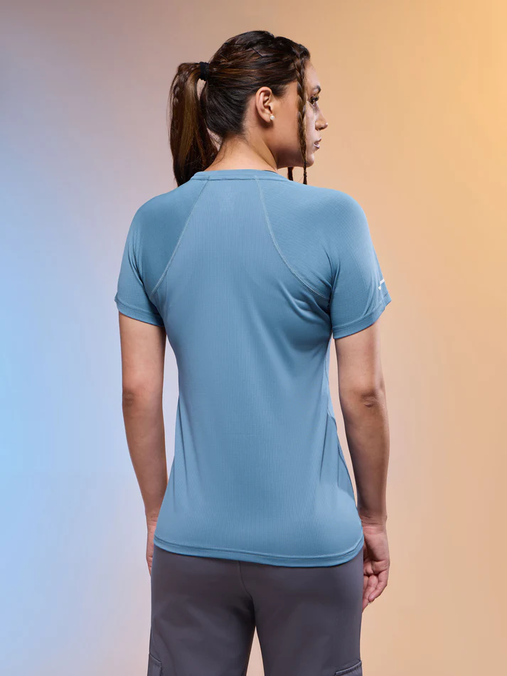 Women Typography Print Regular Fit Round Neck Sports Tee with TECHNOCOOL+ - Image 3