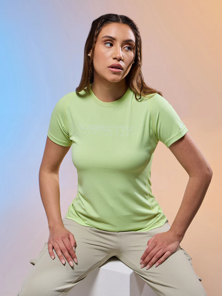 Women Typography Print Regular Fit Round Neck Sports Tee - Image 6