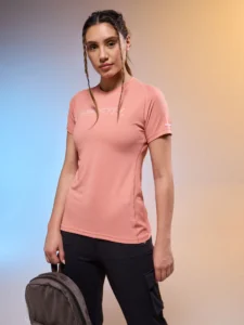 Women Typography Print Regular Fit Round Neck Sports Tee