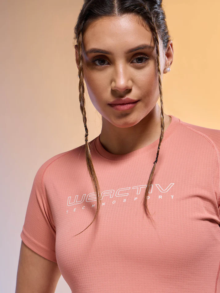 Women Typography Print Regular Fit Round Neck Sports Tee - Image 5