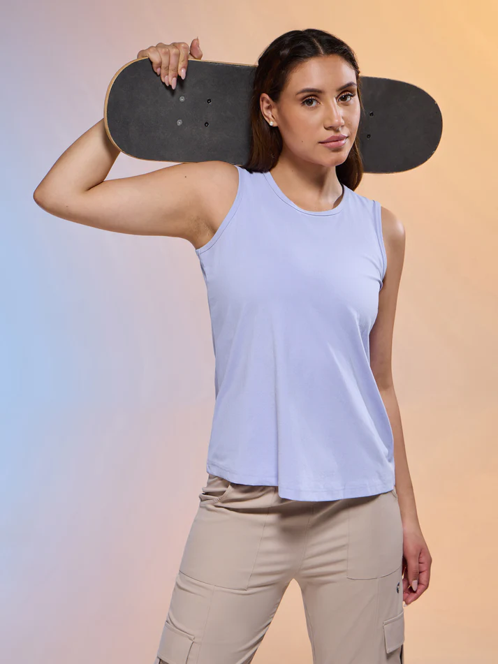 Women Solid Slim Fit Round Neck Tank Top with COTFLEX - Image 5