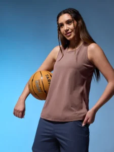 Women Solid Slim Fit Round Neck Tank Top with COTFLEX