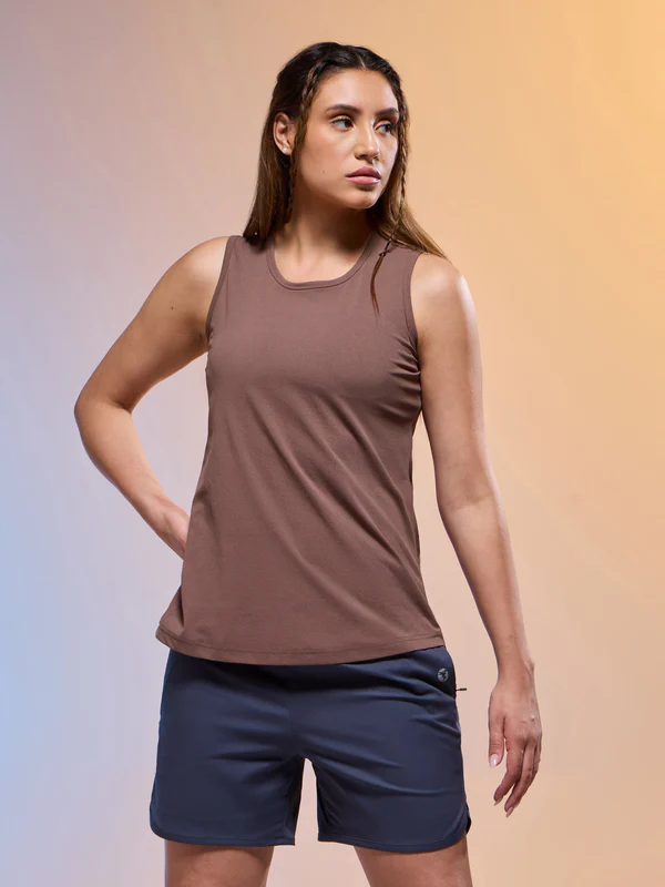 Women Solid Slim Fit Round Neck Tank Top with COTFLEX - Image 2