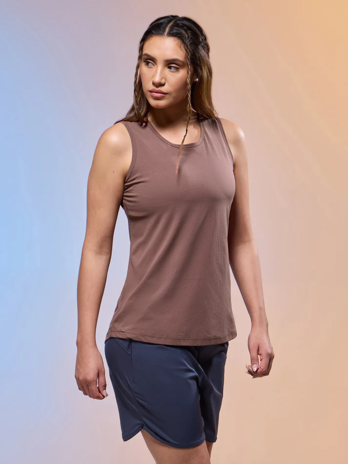 Women Solid Slim Fit Round Neck Tank Top with COTFLEX - Image 3