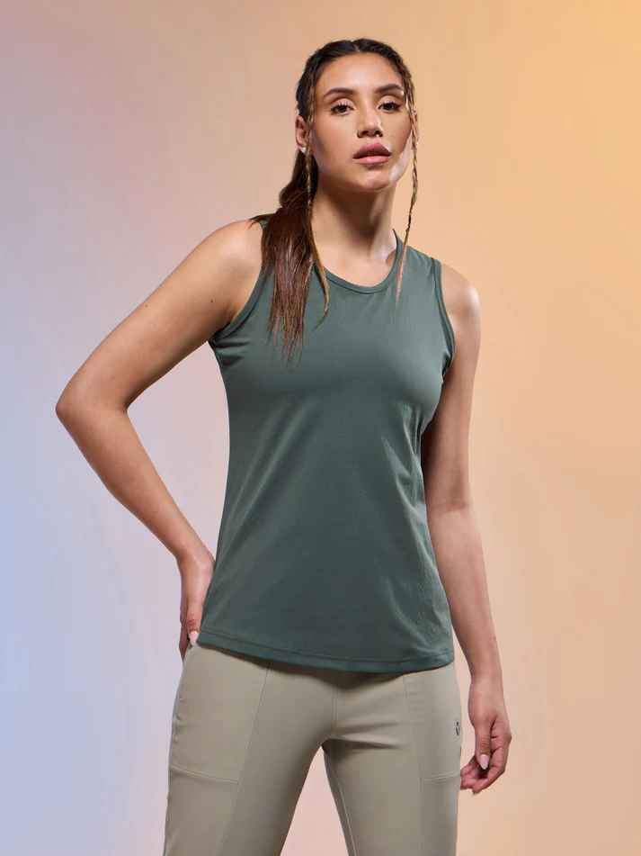 Women Solid Slim Fit Round Neck Tank Top with COTFLEX - Image 2