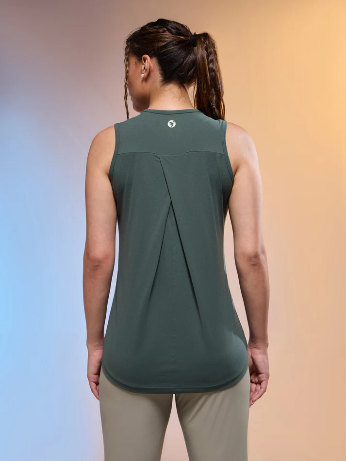 Women Solid Slim Fit Round Neck Tank Top with COTFLEX - Image 3