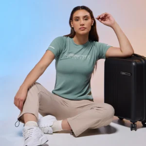 g1 Women Typography Print Regular Fit Round Neck Sports Tee