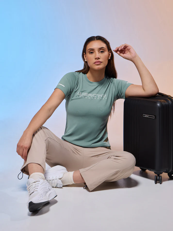 Women Typography Print Regular Fit Round Neck Sports Tee